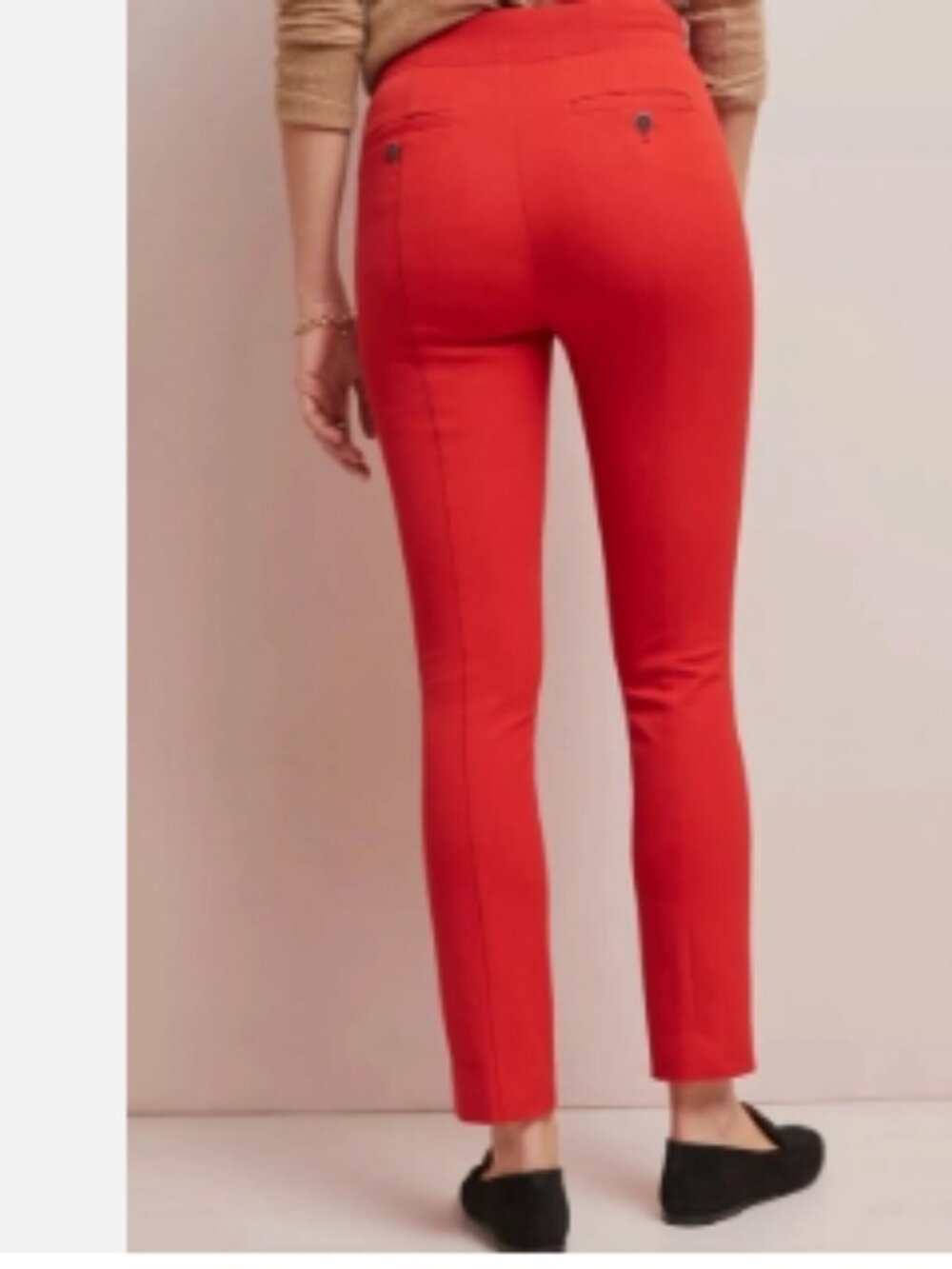 Like New! Anthropologie The Essential Slim Orange Red Button Skinny Cropped 6 - Picture 2 of 13